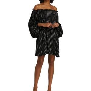Rotate Birger Christensen Carly Dress Size 8 Black Polka Dot Off The Shoulder